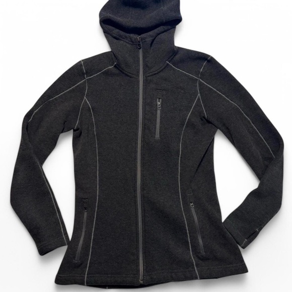 Kuhl Tops - KUHL Women's XS Revive Fleece Hoodie Full Zip Black Grey Thumb Hole Warmup